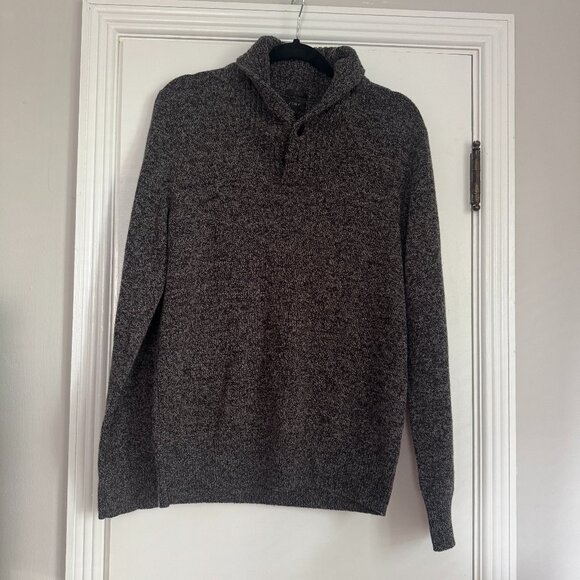 J.Crew Men's Lambswool Shawl-Collar Pullover Slim Sweater Brown Gray Medium - Picture 1 of 5
